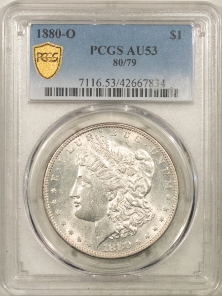 Morgan Dollars 1880-O 80/79 MORGAN DOLLAR PCGS AU-53