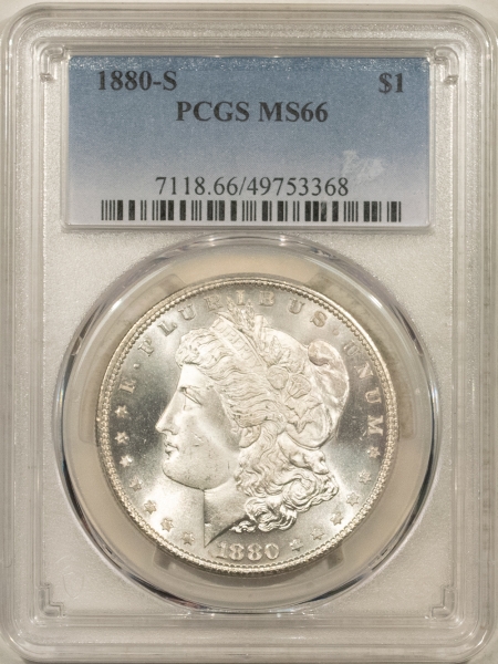 Morgan Dollars 1880-S $1 MORGAN DOLLAR – PCGS MS-66, BLAST WHITE & PREMIUM QUALITY!