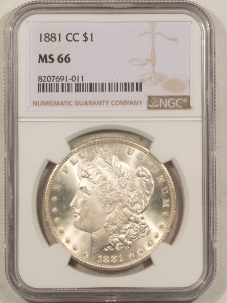 Morgan Dollars 1881-CC $1 MORGAN DOLLAR – NGC MS-66, FRESH WHITE & SUPERB! CARSON CITY!