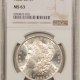 Morgan Dollars 1884-CC $1 MORGAN DOLLAR – NGC MS-64, FROSTY WHITE! CARSON CITY!