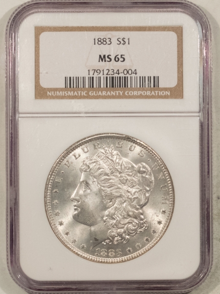 Morgan Dollars 1883 MORGAN DOLLAR NGC MS-65, ORIGINAL WHITE W/CLEAN CHEEK