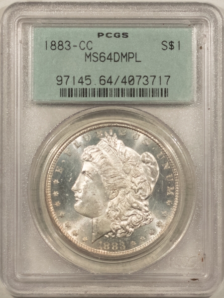 Morgan Dollars 1883-CC $1 MORGAN DOLLAR – PCGS MS-64 DMPL, OLD GREEN HOLDER, PQ! CARSON CITY!