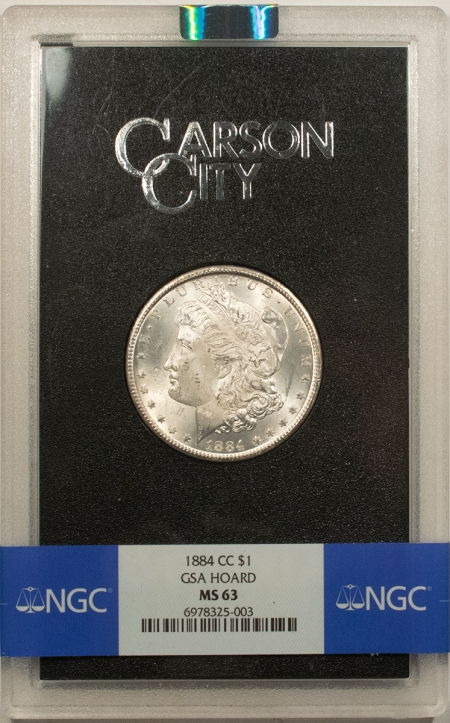 Morgan Dollars 1884-CC MORGAN DOLLAR GSA – NGC BANDED MS-63 WITH BOX AND CARD! CARSON CITY!