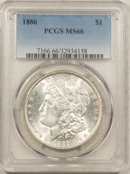 Morgan Dollars 1886 $1 MORGAN DOLLAR – PCGS MS-66, FRESH WHITE & PREMIUM QUALITY!