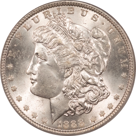 Morgan Dollars 1888 $1 MORGAN DOLLAR – PCGS MS-64, WHITE! OLD GREEN HOLDER! PREMIUM QUALITY!