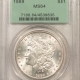 Morgan Dollars 1888 $1 MORGAN DOLLAR – PCGS MS-64, WHITE! OLD GREEN HOLDER! PREMIUM QUALITY!