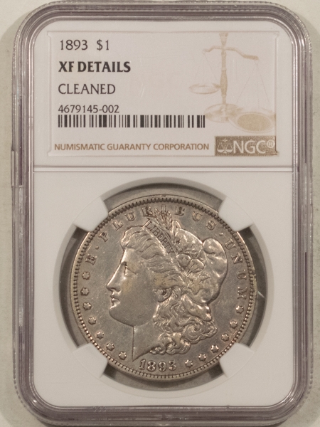 Dollars 1893 MORGAN DOLLAR, NGC XF DETAILS, CLEANED; A NICE HIGH-GRADE COIN FOR AN ALBUM