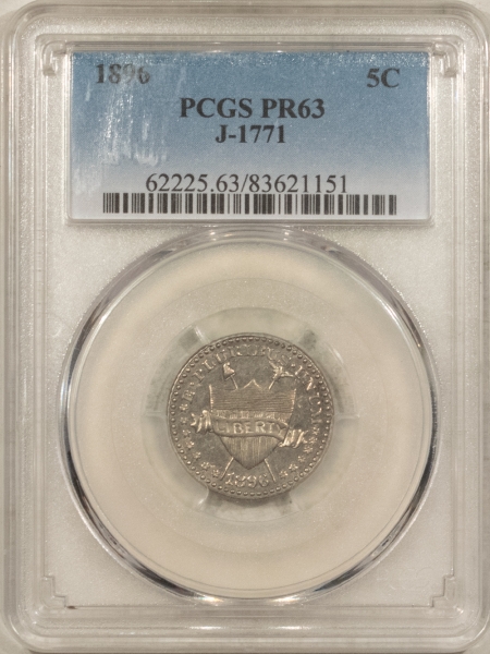 Liberty Nickels 1896 PATTERN, 5c, J-1771, NICKEL, POPULAR & DESIRABLE LATER PATTERN, PCGS PR-63