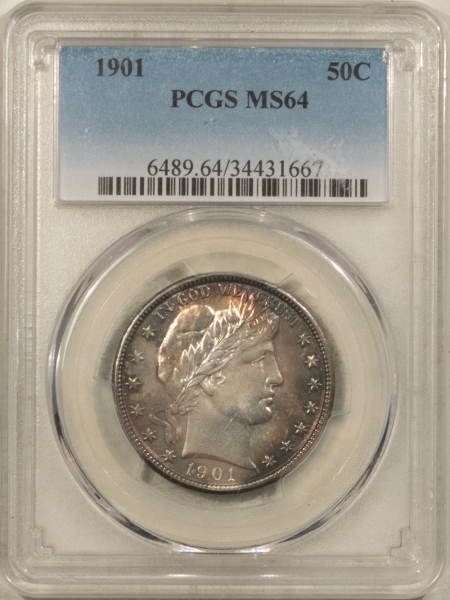 Barber Halves 1901 BARBER HALF DOLLAR – PCGS MS-64, PRETTY & PREMIUM QUALITY!