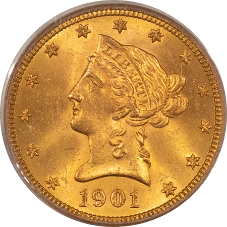 $10 1901-S $10 LIBERTY GOLD EAGLE – PCGS MS-64+, LUSTROUS, PQ & CAC APPROVED!