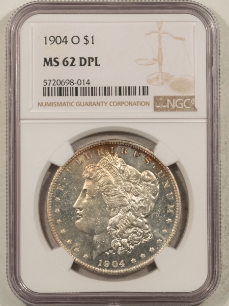 Morgan Dollars 1904-O $1 MORGAN DOLLAR – NGC MS-62 DPL, ULTRA DEEP MIRROR PROOFLIKE!