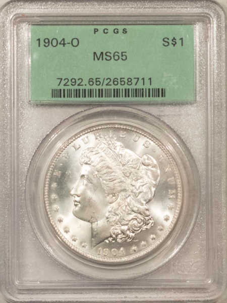 Morgan Dollars 1904-O $1 MORGAN DOLLAR – PCGS MS-65, OLD GREEN HOLDER, PREMIUM QUALITY, GEM!