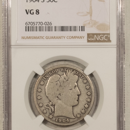 Barber Halves 1904-S BARBER HALF DOLLAR – NGC VG-8