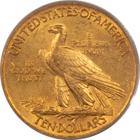 $10 1908 $10 INDIAN GOLD EAGLE, MOTTO – PCGS MS-62, NICE ORIGINAL!