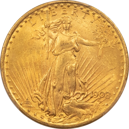 $20 1908 $20 ST GAUDENS GOLD DOUBLE EAGLE, MOTTO – PCGS MS-62