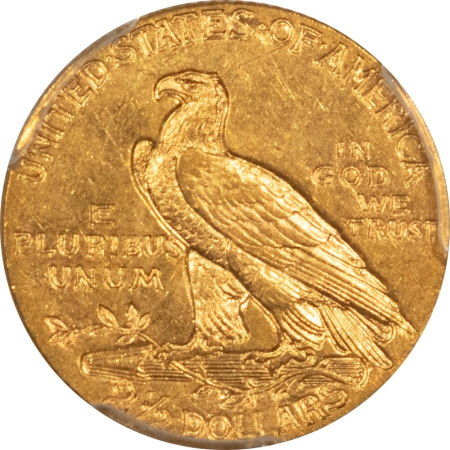 $2.50 1908 $2.50 INDIAN GOLD QUARTER EAGLE – PCGS MS-62, FLASHY! FIRST YEAR!