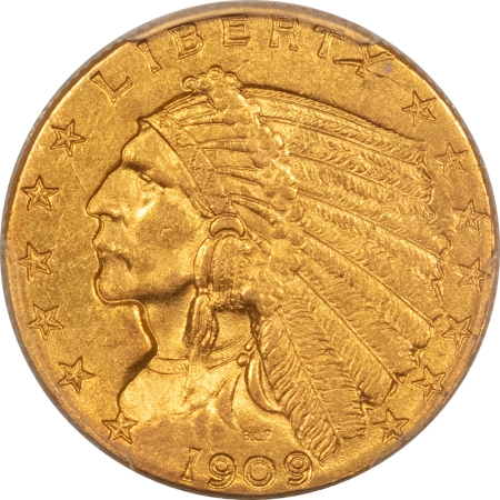 $2.50 1909 $2.50 INDIAN GOLD QUARTER EAGLE – PCGS MS-62, TOUGH LOW MINTAGE DATE!