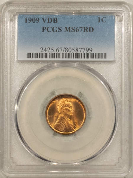 Lincoln Cents (Wheat) 1909 VDB LINCOLN CENT – PCGS MS-67 RD, SUPERB!