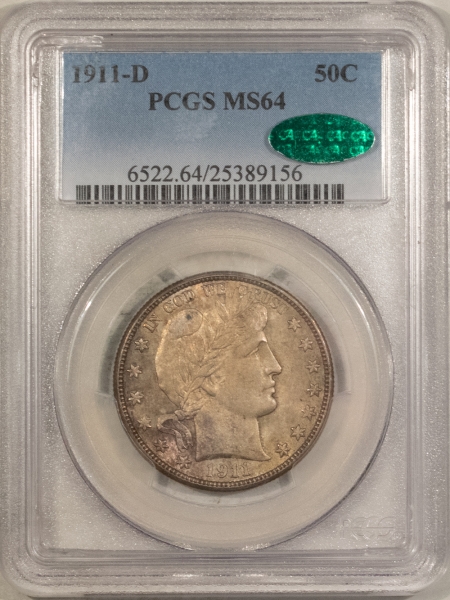 Barber Halves 1911-D BARBER HALF DOLLAR – PCGS MS-64, CAC APPROVED!