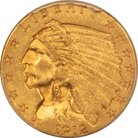 $2.50 1912 $2.50 INDIAN GOLD QUARTER EAGLE – PCGS MS-62