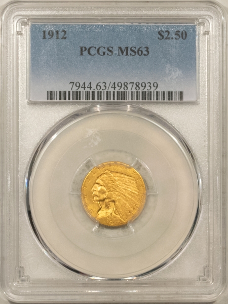 $2.50 1912 $2.50 INDIAN GOLD QUARTER EAGLE – PCGS MS-63