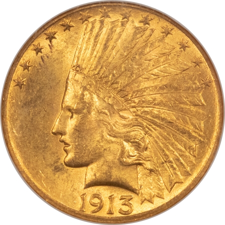 $10 1913 $10 INDIAN GOLD EAGLE – NGC MS-62, ORIGINAL!