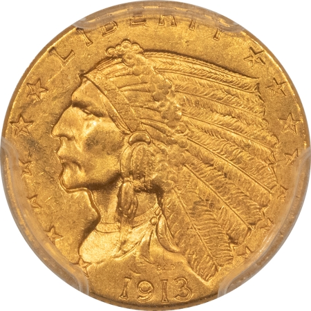 $2.50 1913 $2.50 INDIAN GOLD QUARTER EAGLE – PCGS MS-63+ PREMIUM QUALITY & NICE! TOUGH