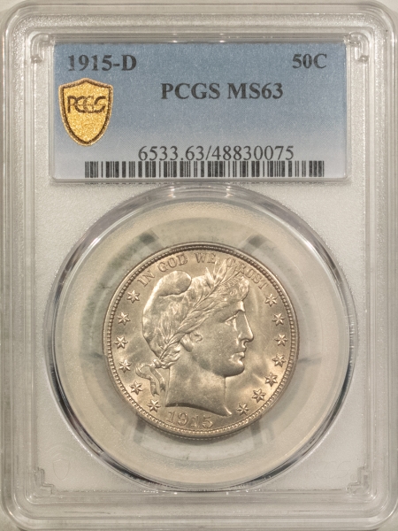 Barber Halves 1915-D BARBER HALF DOLLAR – PCGS MS-63, BLAST WHITE & PREMIUM QUALITY!