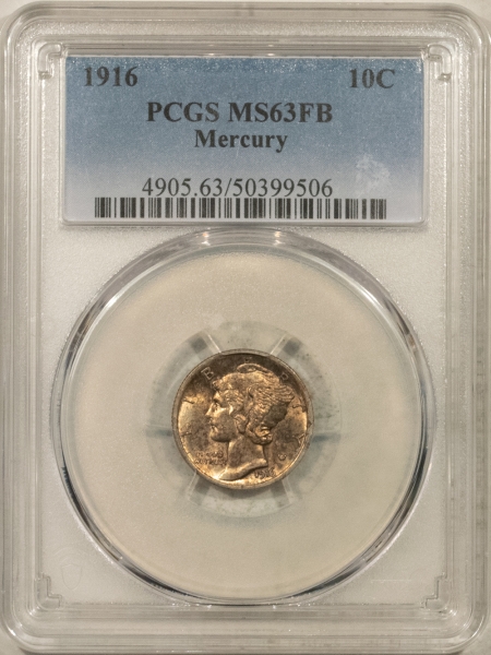 Mercury Dimes 1916 MERCURY DIME – PCGS MS-63 FB