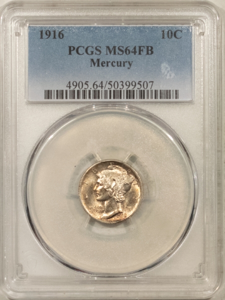 Mercury Dimes 1916 MERCURY DIME – PCGS MS-64 FB