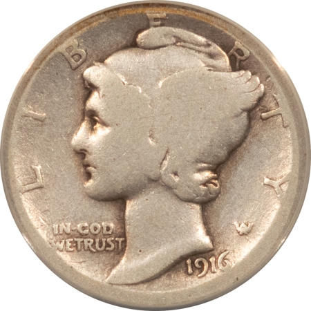 Mercury Dimes 1916-D MERCURY DIME – ANACS G-4, DETAILS, CLEANED, STRONG DETAIL, NICE LOOK