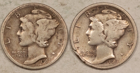 New Store Items 1917, 1917-D MERCURY DIMES, LOT/2 – HIGH GRADE CIRCULATED EXAMPLES!