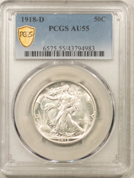 U.S. Certified Coins 1918-D WALKING LIBERTY HALF DOLLAR – PCGS AU-55