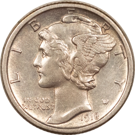 New Store Items 1918-S MERCURY DIME – HIGH GRADE EXAMPLE, AU+ DETAILS & LUSTROUS!