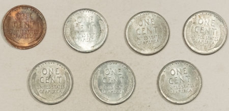 New Store Items 1919, 1943 X6 STEEL LINCOLN CENTS, LOT OF 7 – MOST ARE UNC, 1919 HAS ISSUES