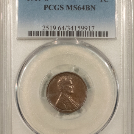 Lincoln Cents (Wheat) 1919-S LINCOLN CENT – PCGS MS-64 BN