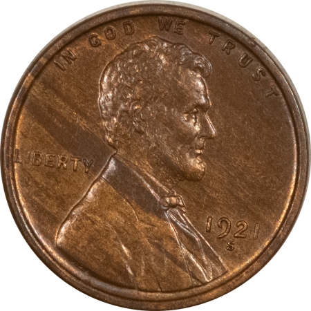 New Store Items 1921-S LINCOLN CENT – UNCIRCULATED, WOODGRAIN STREAKING, DIPPED AT ONE TIME