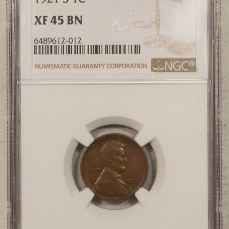 Lincoln Cents (Wheat) 1921-S LINCOLN CENT – NGC XF-45 BN