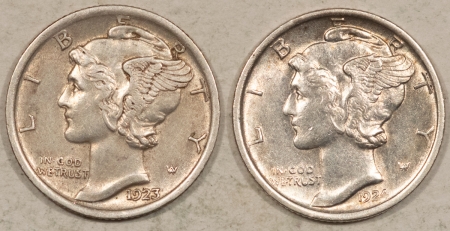 New Store Items 1923, 1924 MERCURY DIMES, LOT/2 – HIGH GRADE EXAMPLES!