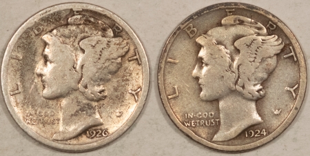 New Store Items 1924-D, 1926-S MERCURY DIMES, LOT OF 2 – PLEASING CIRCULATED EXAMPLES!