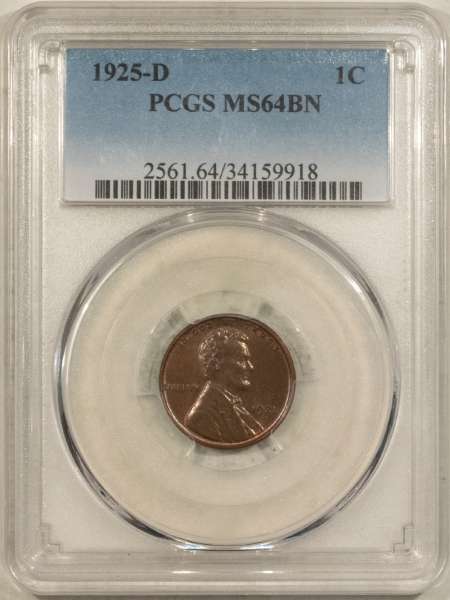 Lincoln Cents (Wheat) 1925-D LINCOLN CENT – PCGS MS-64 BN