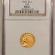 $2.50 1925-D $2.50 INDIAN GOLD QUARTER EAGLE – NGC MS-63, ORIGINAL CHOICE!