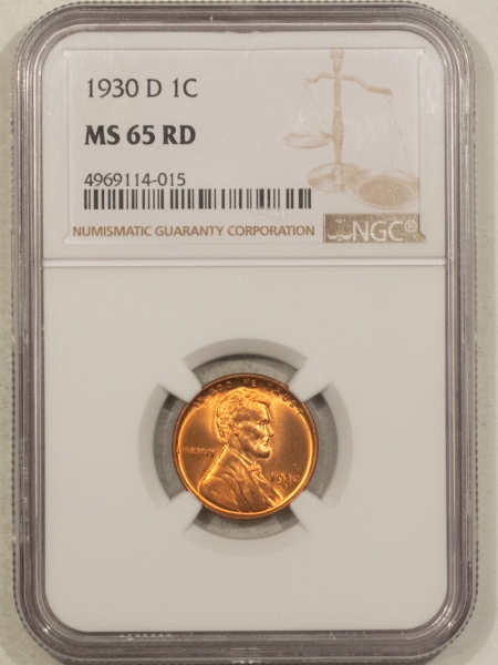 Lincoln Cents (Wheat) 1930-D LINCOLN CENT – NGC MS-65 RD, GEM!