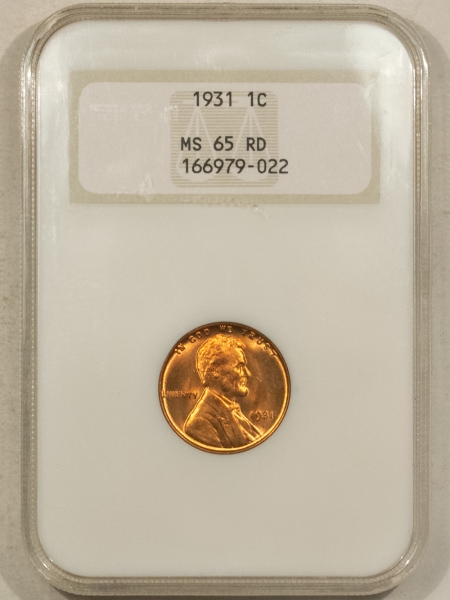 Lincoln Cents (Wheat) 1931 LINCOLN CENT – NGC MS-65 RD, FATTIE! GEM, PREMIUM QUALITY!