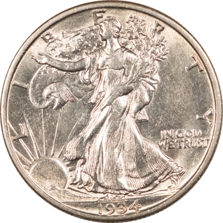 U.S. Uncertified Coins 1934-S WALKING LIBERTY HALF DOLLAR – HIGH GRADE EXAMPLE, NEARLY UNC! WHITE!