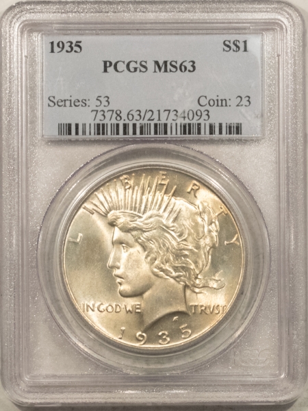 New Certified Coins 1935 $1 PEACE DOLLAR – PCGS MS-63, PREMIUM QUALITY!