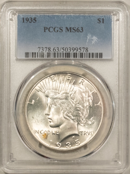 New Certified Coins 1935 $1 PEACE DOLLAR – PCGS MS-63 BLAST WHITE!