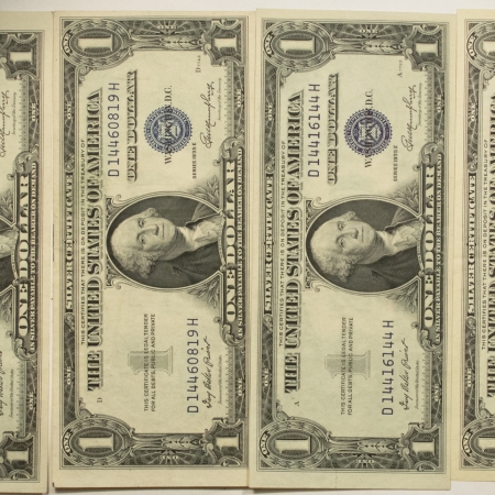 New Store Items 1935/1957 $1 SILVER CERTIFICATES, LOT/4 – HIGH GRADE EXAMPLES BUT CRISP!
