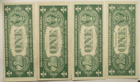 New Store Items 1935/1957 $1 SILVER CERTIFICATES, LOT/4 – HIGH GRADE EXAMPLES BUT CRISP!