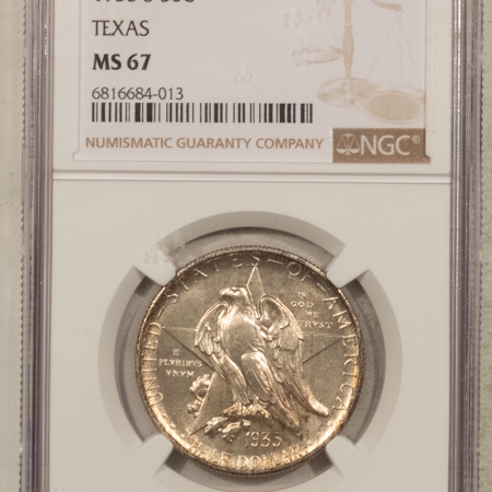 Silver 1935-S TEXAS COMMEMORATIVE HALF DOLLAR – NGC MS-67, SUPERB, PLEASING!